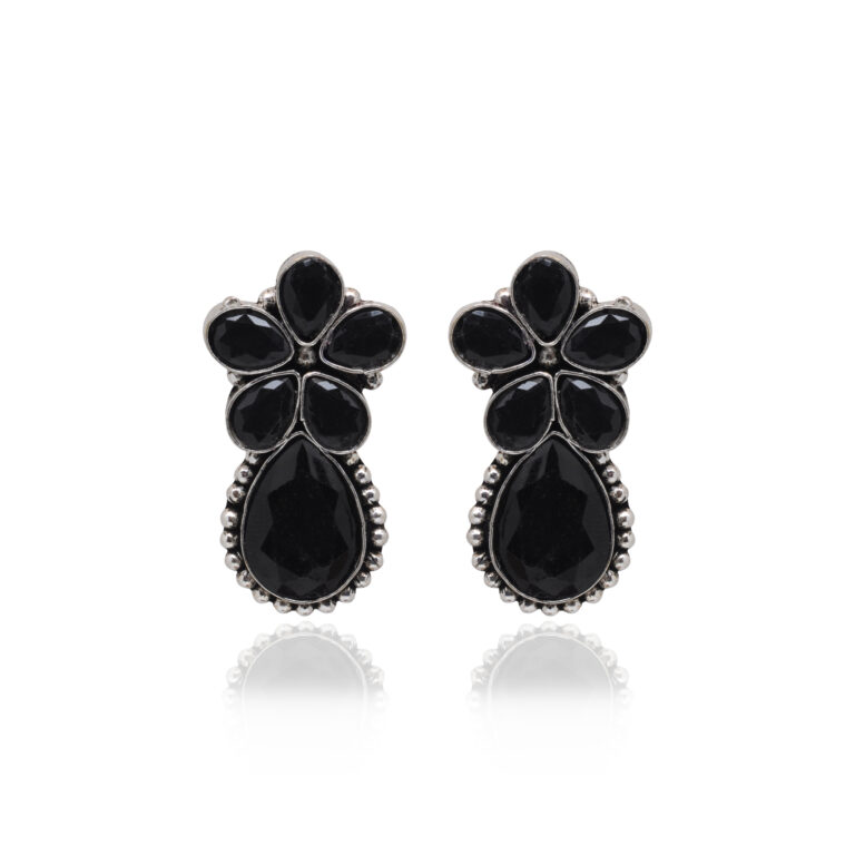 Gehna Jaipur Black Onyx Color Stone Studded Earrings  For Girls & Women GE01-1671