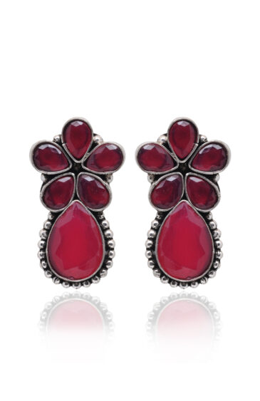 Gehna Jaipur Ruby Red Color Stone Studded Earrings  For Girls & Women GE01-1672