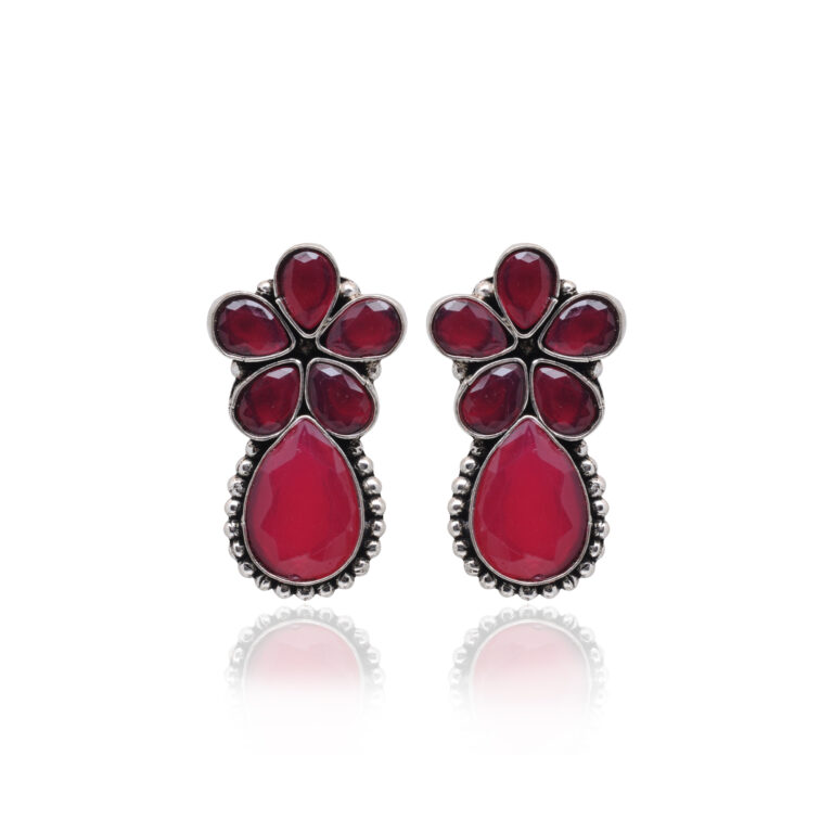 Gehna Jaipur Ruby Red Color Stone Studded Earrings  For Girls & Women GE01-1672
