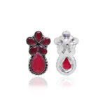 Gehna Jaipur Ruby Red Color Stone Studded Earrings  For Girls & Women GE01-1672 - Image 5