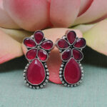 Gehna Jaipur Ruby Red Color Stone Studded Earrings  For Girls & Women GE01-1672 - Image 4