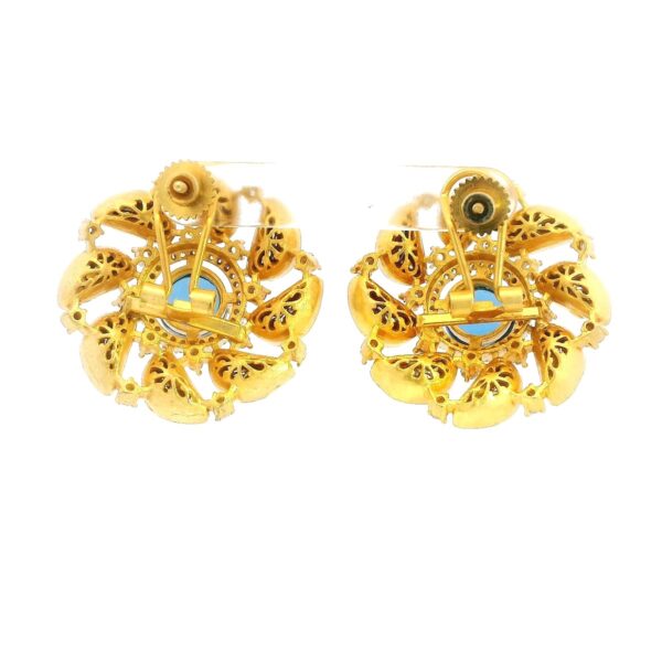 Gehna Jaipur Moissanite Polki & Blue Sapphire Studded Earring Made In 925 Silver For Girls & Women PJ-1001 - Image 4