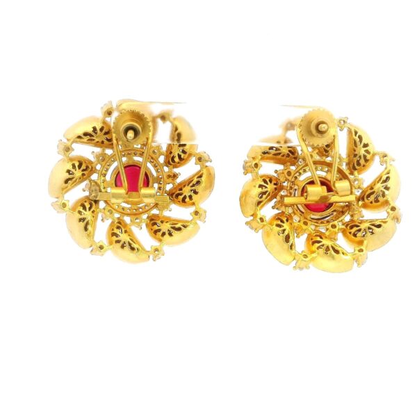 Gehna Jaipur Moissanite Polki & Rubellite Studded Earring Made In 925 Silver For Girls & Women PJ-1002 - Image 3