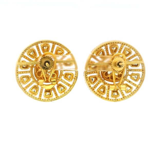Gehna Jaipur Moissanite Polki Studded Round Shape Earring Made In 925 Silver For Girls & Women PJ-1003 - Image 3