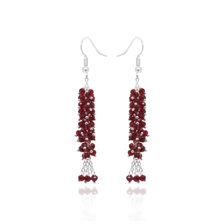 Gehna Jaipur Red Garnet Color Zircon Bead Earrings For Girls & Women CE-1080