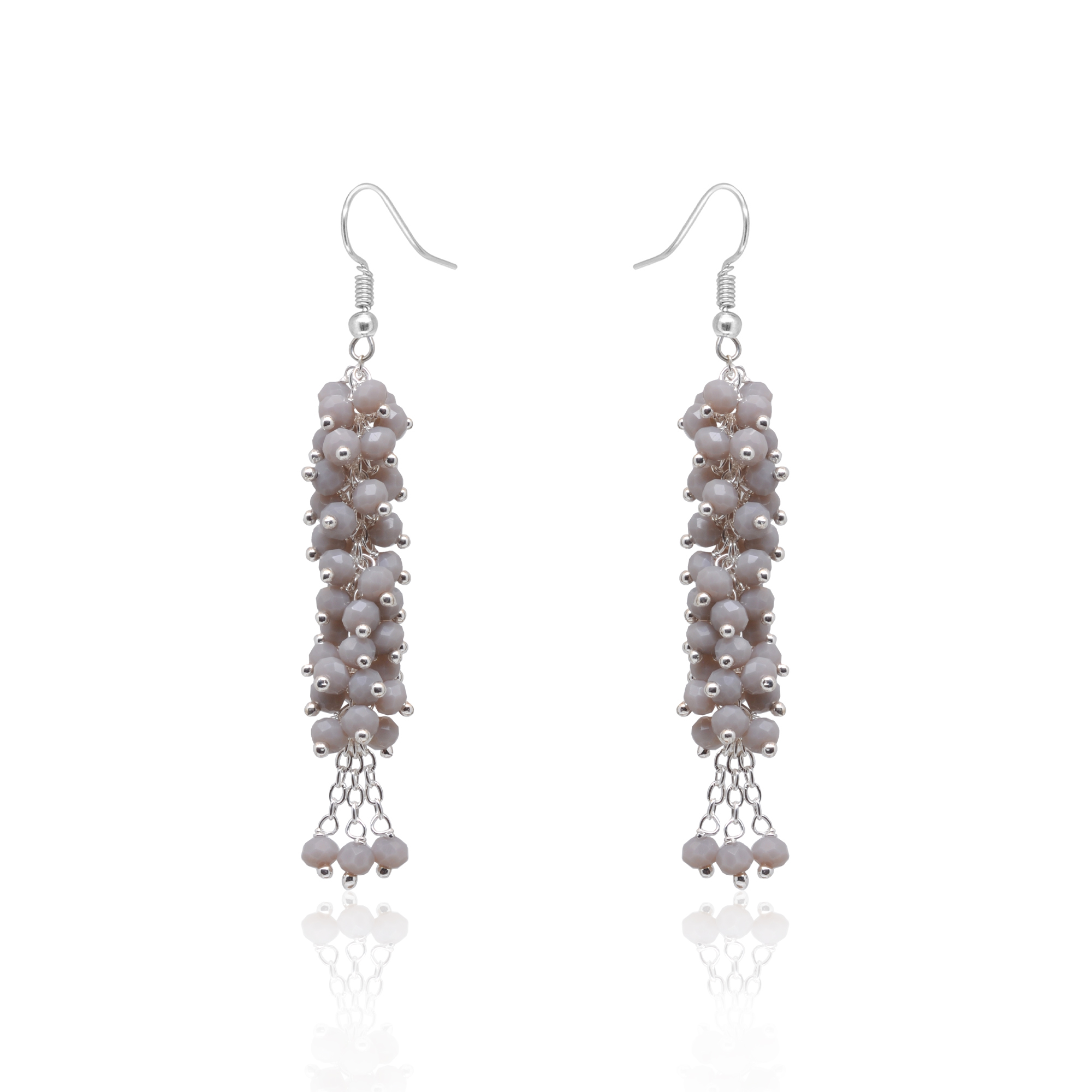 Gehna Jaipur Grey Chalcedony Color Zircon Bead Earrings For Girls & Women CE-1083