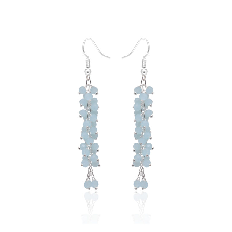 Gehna Jaipur Aquamarine Color Zircon Bead Earrings For Girls & Women CE-1084