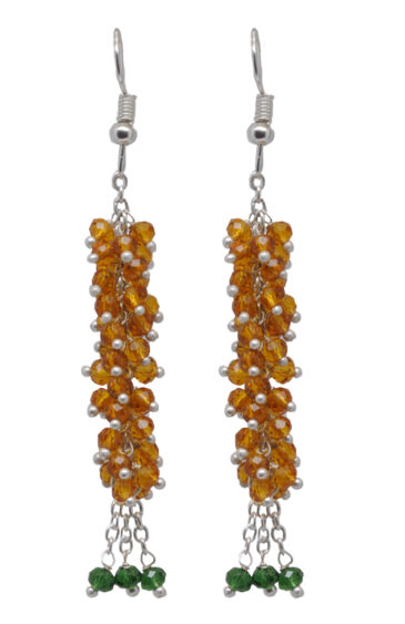 Gehna Jaipur Citrine & T-Savorite Color Beaded Dangle/Drop Earrings For Girls & Women CE-1092