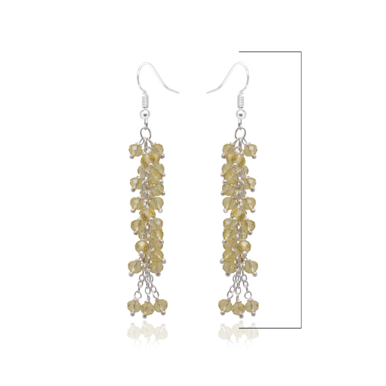 Gehna Jaipur Lemon Topaz Color Beaded Dangle Drop Style Earrings For Girls & Women CE-1093