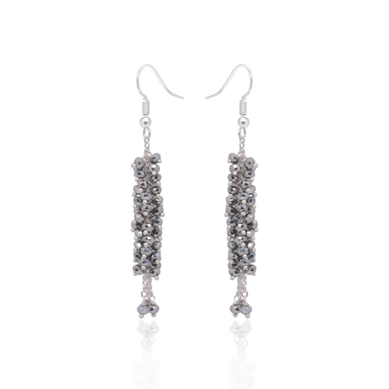 Gehna Jaipur Silver Pyrite Color Beaded Dangle Drop Style Earrings For Girls & Women CE-1094