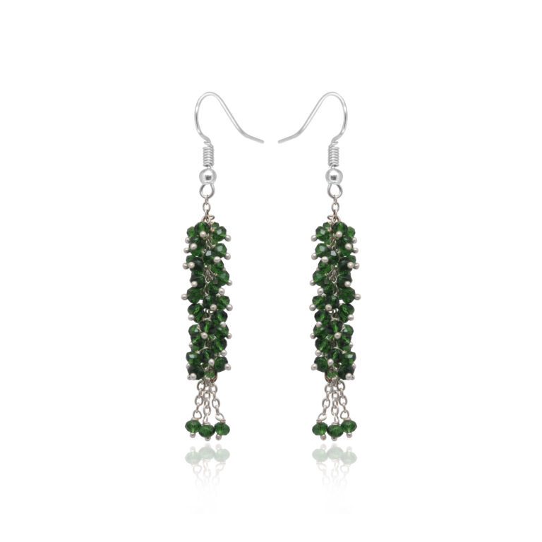 Gehna Jaipur Chrome Color Green Beaded Dangle Drop Style Earrings For Girls & Women CE-1096