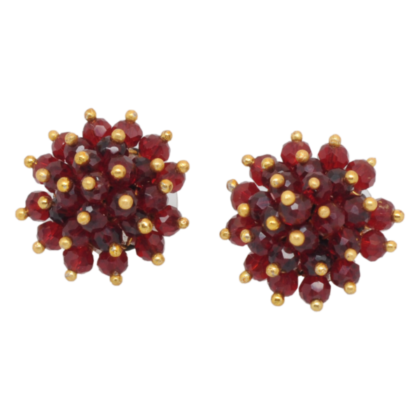 Gehna Jaipur Ruby Red Color Stud Style Beaded Earrings For Girls & Women CE-1099