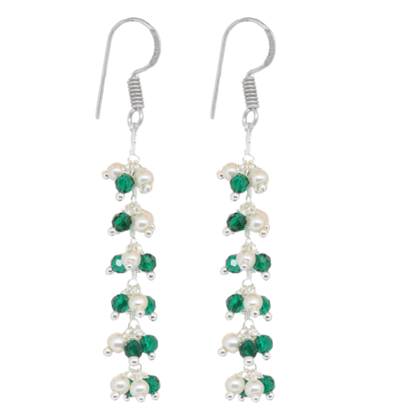 Gehna Jaipur Pearl & Emerald Green Beaded Earrings For Girls & Women CE-1100