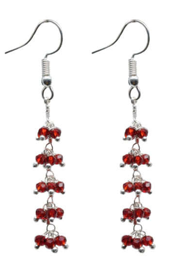Gehna Jaipur Ruby Red Zircon Beads Dangle Drop Style Earrings For Girls & Women CE-1115
