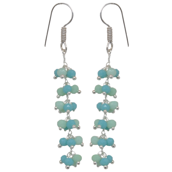 Gehna Jaipur Turquoise & Chalcedony Zircon Beads Dangle Style Earrings For Girls & Women CE-1130