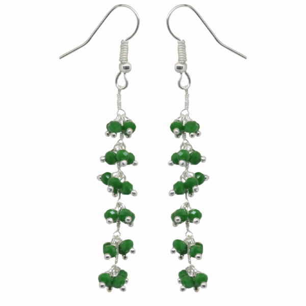 Gehna Jaipur Emerald Green Zircon Beads Dangle Drop Style Earrings For Girls & Women CE-1132