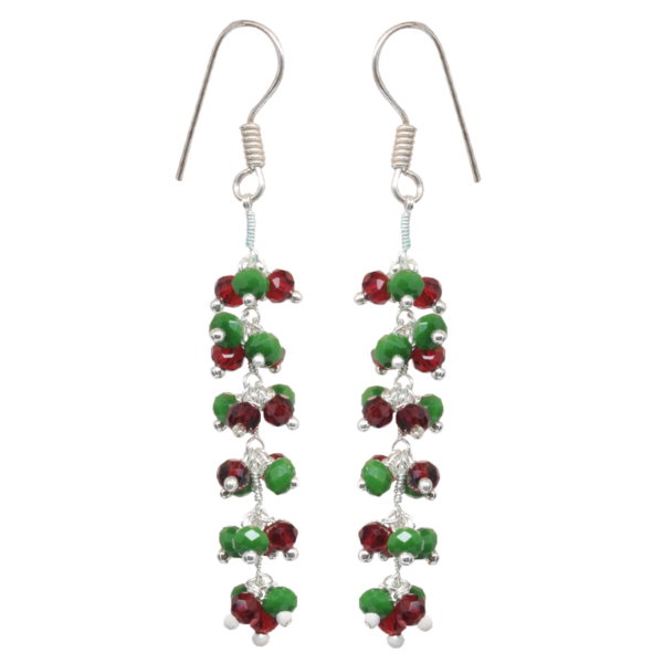 Gehna Jaipur Ruby & Emerald Color Zircon Beads Dangle Drop Style Earrings For Girls & Women CE-1141