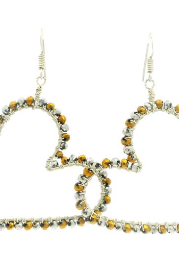 Gehna Jaipur Silver & Gold Pyrite Faceted Zircon Beads Studded Heart Shape Earring For Girls & Women CE-1182