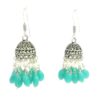 Gehna Jaipur Pearl & Green Onyx Color Stone Jhumki Style Earrings Silver Plated  For Girls & Women GE03-1261 - Image 3