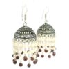 Gehna Jaipur Pearl & Red Garnet Color Stone Jhumki Style Earrings Silver Plated  For Girls & Women GE03-1262 - Image 4