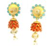 Gehna Jaipur Turquoise, Coral, Pearl & White Sapphire Studded Pachi Earrings For Girls & Women FE-1378 - Image 4