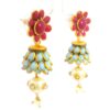 Gehna Jaipur Ruby, Turquoise, Pearl & White Sapphire Studded Pachi Earrings For Girls & Women FE-1379 - Image 3