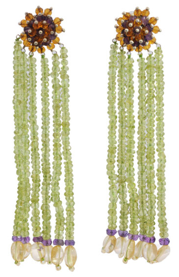 Gehna Jaipur Peridot, Citrine & Amethyst Gemstone Earrings Made In .925 Solid Silver For Girls & Women ES-1904