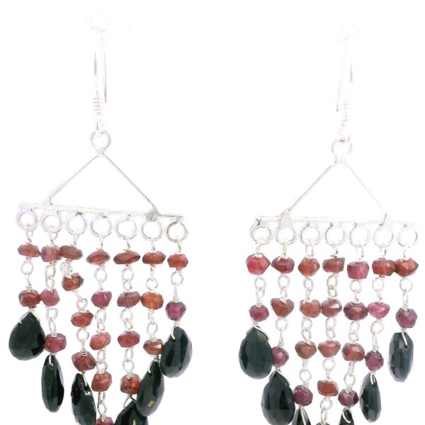 Gehna Jaipur Garnet & Black Spinel Gemstone Earrings Made In .925 Solid Silver For Girls & Women ES-1905 - Image 4