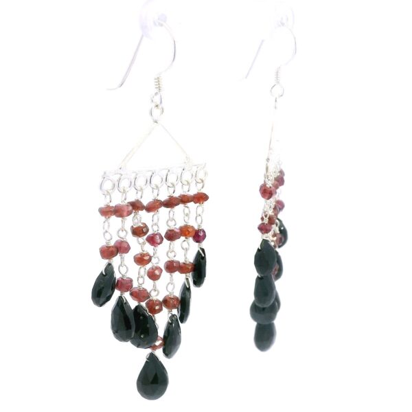 Gehna Jaipur Garnet & Black Spinel Gemstone Earrings Made In .925 Solid Silver For Girls & Women ES-1905 - Image 3