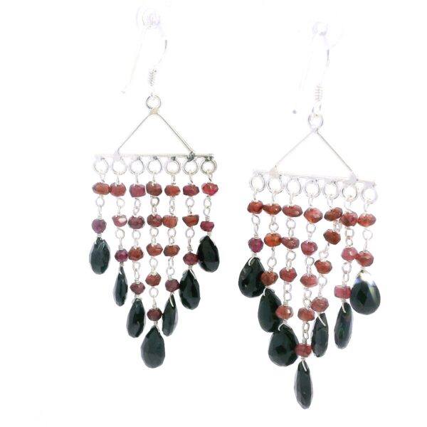 Gehna Jaipur Garnet & Black Spinel Gemstone Earrings Made In .925 Solid Silver For Girls & Women ES-1905 - Image 2