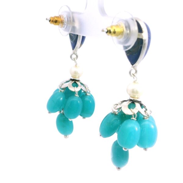Gehna Jaipur Lapis Lazuli & Blue Chalcedony Gemstone Earrings Made In .925 Solid Silver For Girls & Women ES-1906 - Image 3