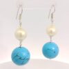 Gehna Jaipur Pearl & Turquoise Ball Gemstone Earrings Made In .925 Solid Silver For Girls & Women ES-1908 - Image 4