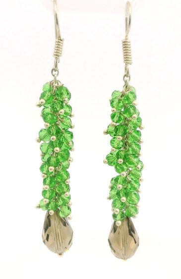 Gehna Jaipur Smoky Quartz & Peridot Gemstone Earrings Made In .925 Solid Silver For Girls & Women ES-1909