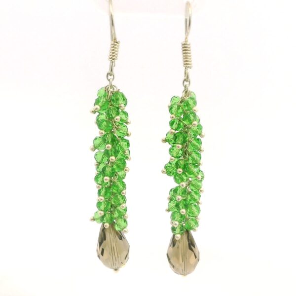 Gehna Jaipur Smoky Quartz & Peridot Gemstone Earrings Made In .925 Solid Silver For Girls & Women ES-1909