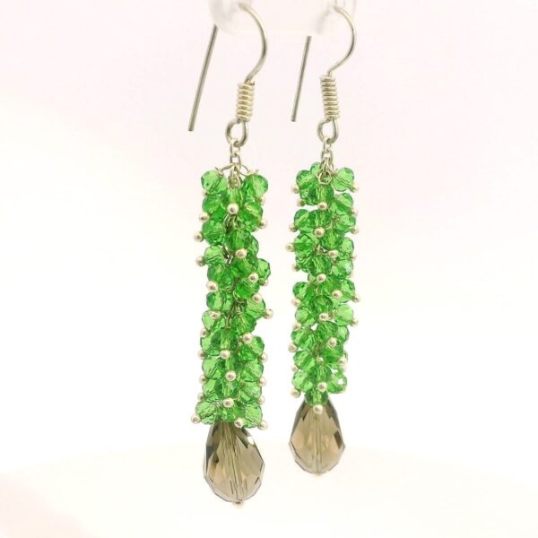 Gehna Jaipur Smoky Quartz & Peridot Gemstone Earrings Made In .925 Solid Silver For Girls & Women ES-1909 - Image 4