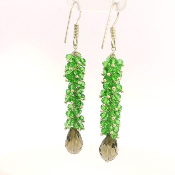 Gehna Jaipur Smoky Quartz & Peridot Gemstone Earrings Made In .925 Solid Silver For Girls & Women ES-1909 - Image 3
