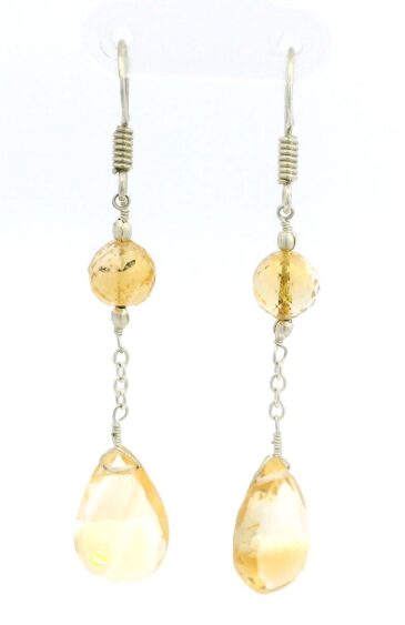 Gehna Jaipur Citrine Round & Drops Gemstone Earrings Made In .925 Solid Silver For Girls & Women ES-1911