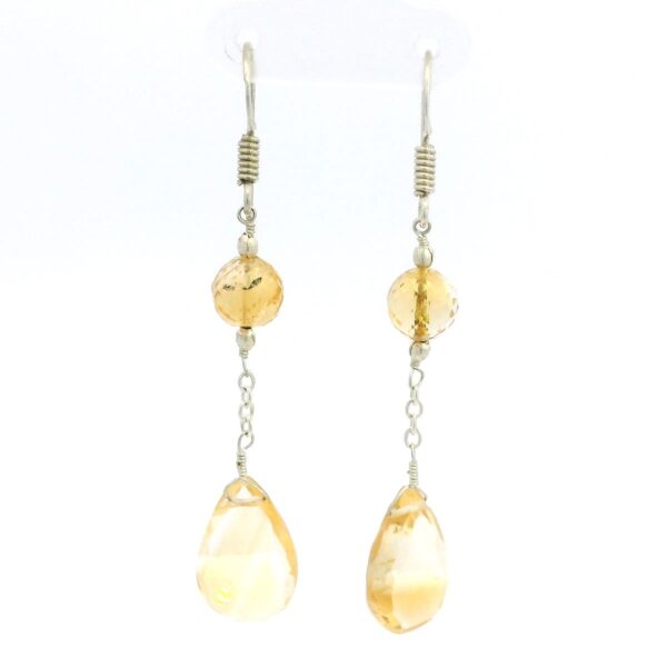 Gehna Jaipur Citrine Round & Drops Gemstone Earrings Made In .925 Solid Silver For Girls & Women ES-1911