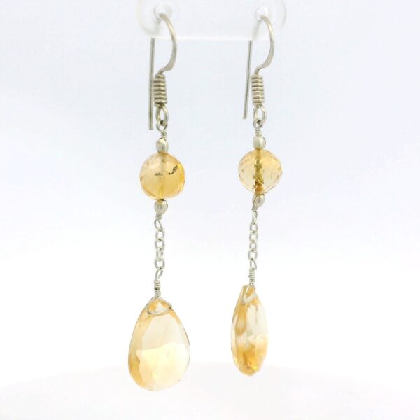 Gehna Jaipur Citrine Round & Drops Gemstone Earrings Made In .925 Solid Silver For Girls & Women ES-1911 - Image 3