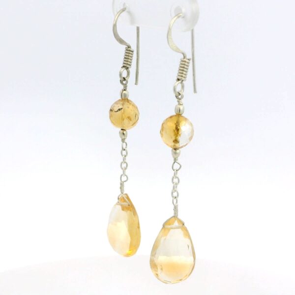 Gehna Jaipur Citrine Round & Drops Gemstone Earrings Made In .925 Solid Silver For Girls & Women ES-1911 - Image 2