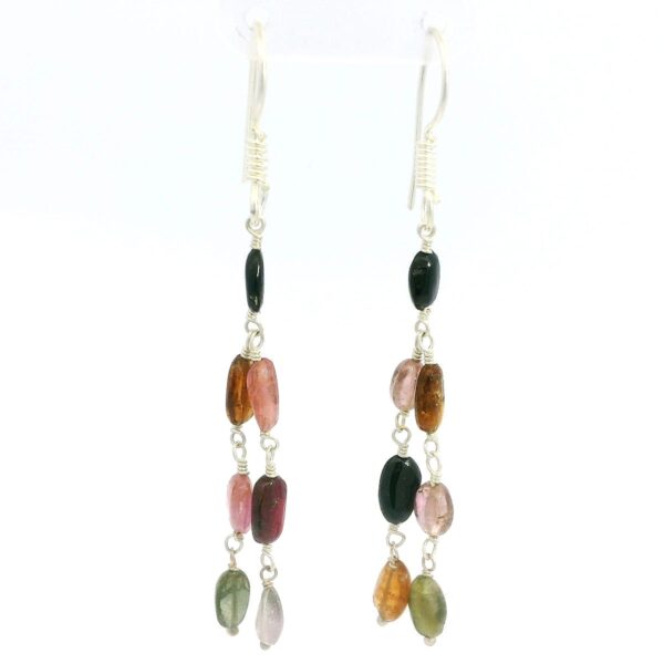 Gehna Jaipur Multicolor Tourmaline Gemstone Earrings Made In .925 Solid Silver For Girls & Women ES-1914 - Image 4