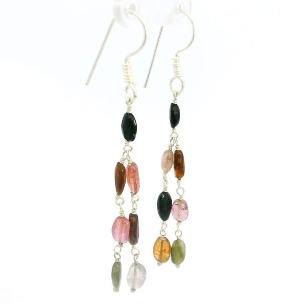 Gehna Jaipur Multicolor Tourmaline Gemstone Earrings Made In .925 Solid Silver For Girls & Women ES-1914 - Image 3