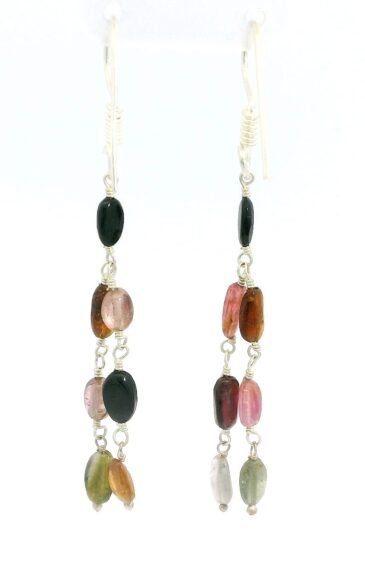 Gehna Jaipur Multicolor Tourmaline Gemstone Earrings Made In .925 Solid Silver For Girls & Women ES-1914