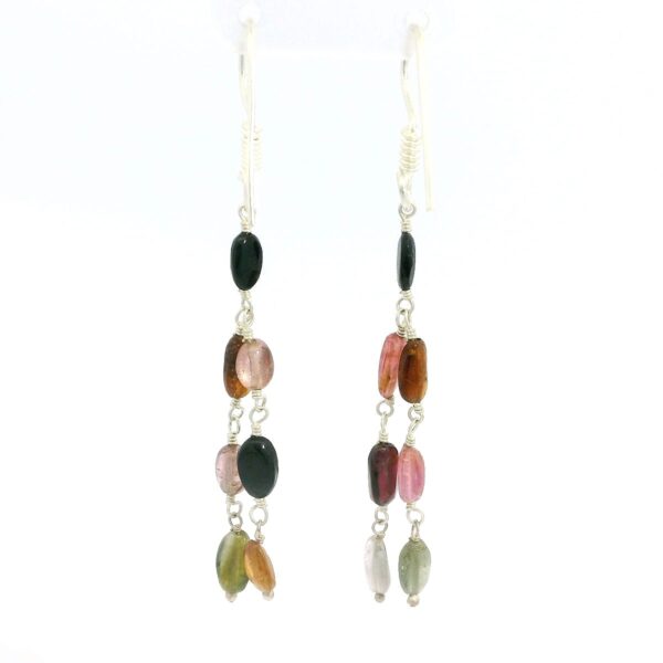 Gehna Jaipur Multicolor Tourmaline Gemstone Earrings Made In .925 Solid Silver For Girls & Women ES-1914