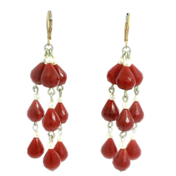 Gehna Jaipur Pearl & Ruby Gemstone Earrings Made In .925 Solid Silver For Girls & Women ES-1915