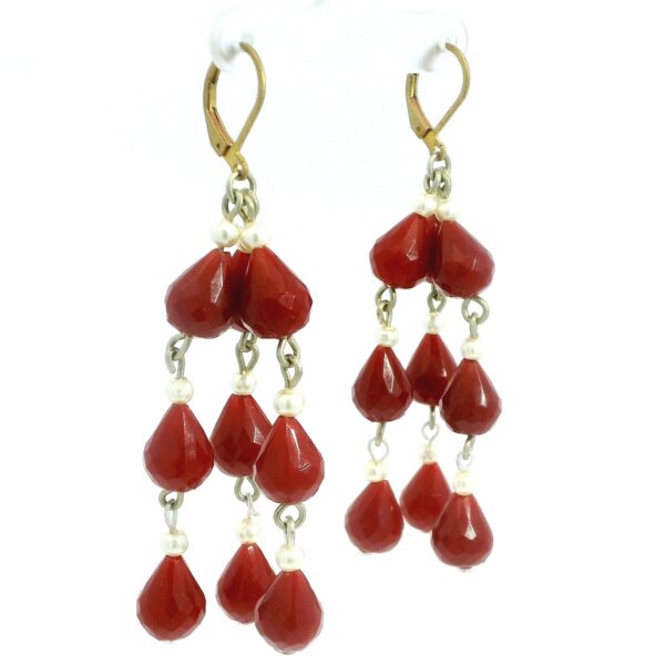 Gehna Jaipur Pearl & Ruby Gemstone Earrings Made In .925 Solid Silver For Girls & Women ES-1915 - Image 3