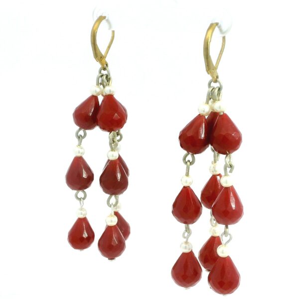 Gehna Jaipur Pearl & Ruby Gemstone Earrings Made In .925 Solid Silver For Girls & Women ES-1915 - Image 2