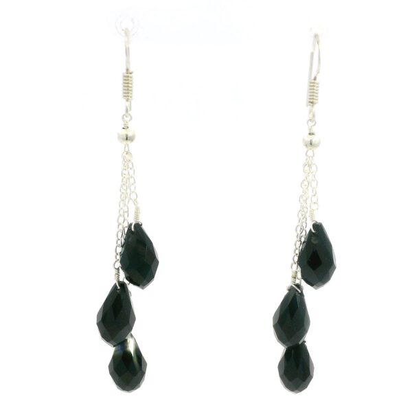 Gehna Jaipur Black Spinel Drop Gemstone Earrings Made In .925 Solid Silver For Girls & Women ES-1916 - Image 4