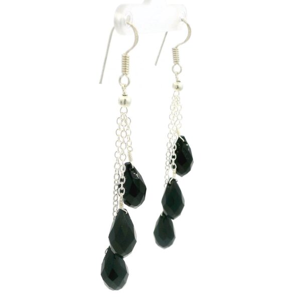 Gehna Jaipur Black Spinel Drop Gemstone Earrings Made In .925 Solid Silver For Girls & Women ES-1916 - Image 3