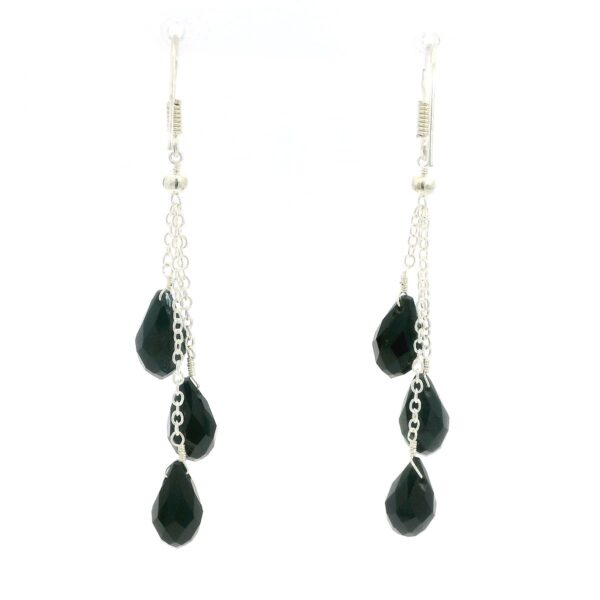 Gehna Jaipur Black Spinel Drop Gemstone Earrings Made In .925 Solid Silver For Girls & Women ES-1916
